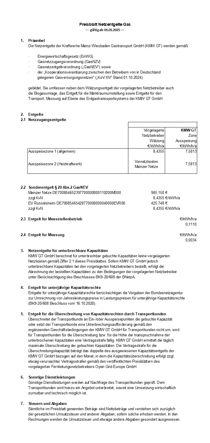 Preisblatt Vorschau